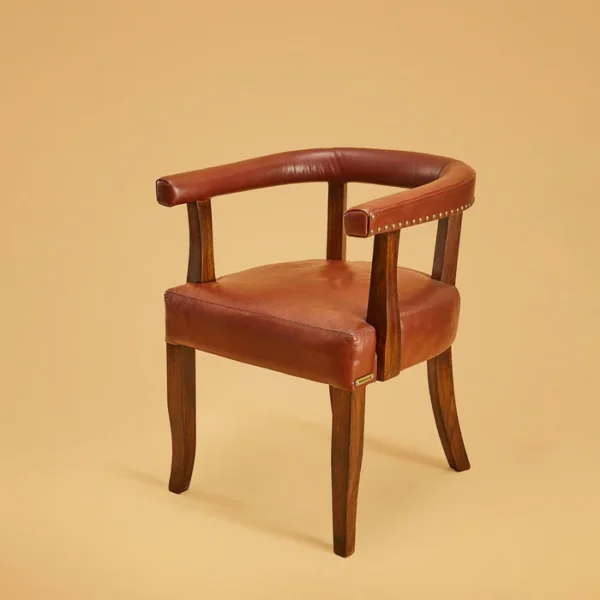 Premium Genuine Leather Low Seating Chair In Tan Color - Image 2