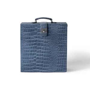 Portable Briefcase Bar Croco Leather Grey
