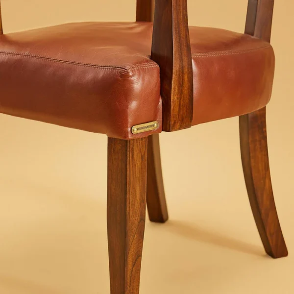 Premium Genuine Leather Low Seating Chair In Tan Color - Image 3