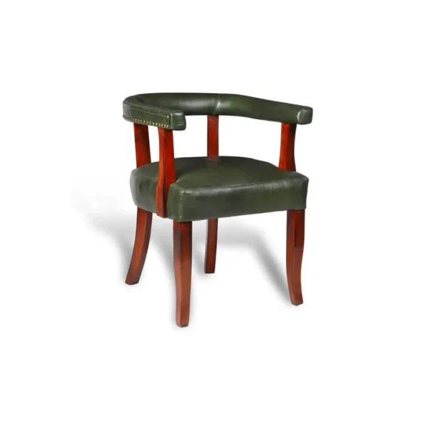 Premium Genuine Leather Low Seating Chair In Olive Green Color - Image 2