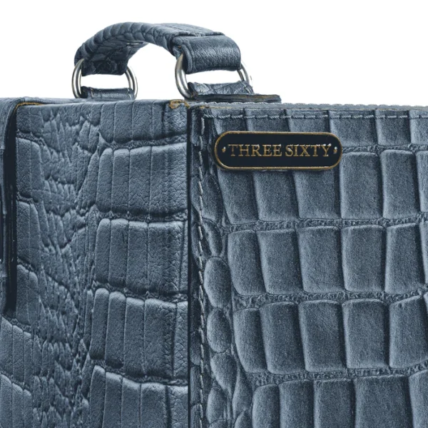 Portable Briefcase Bar Croco Leather Grey - Image 4