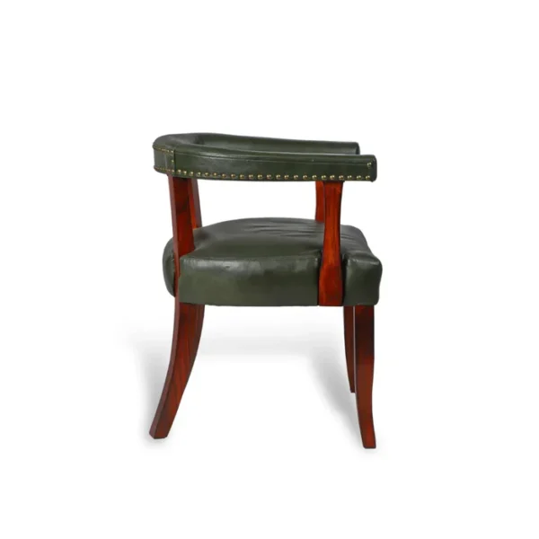 Premium Genuine Leather Low Seating Chair In Olive Green Color - Image 3