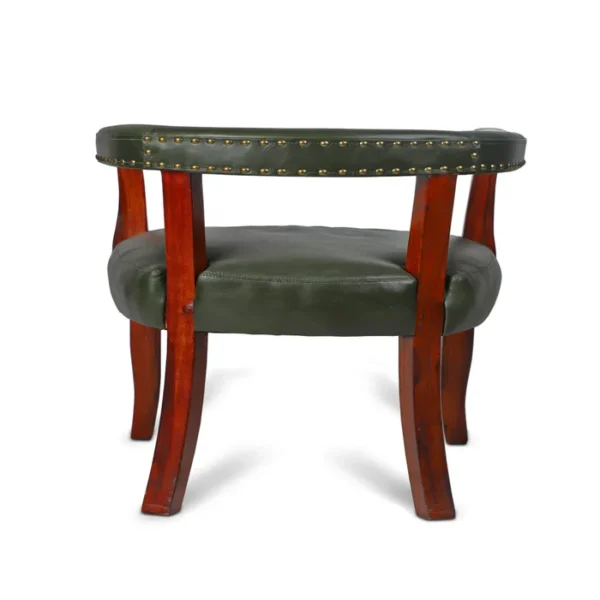 Premium Genuine Leather Low Seating Chair In Olive Green Color - Image 4