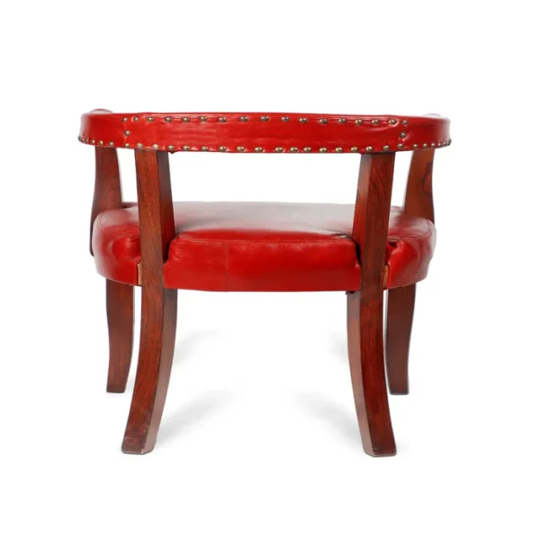 Premium Genuine Leather Low Seating Chair In Red Color - Image 4