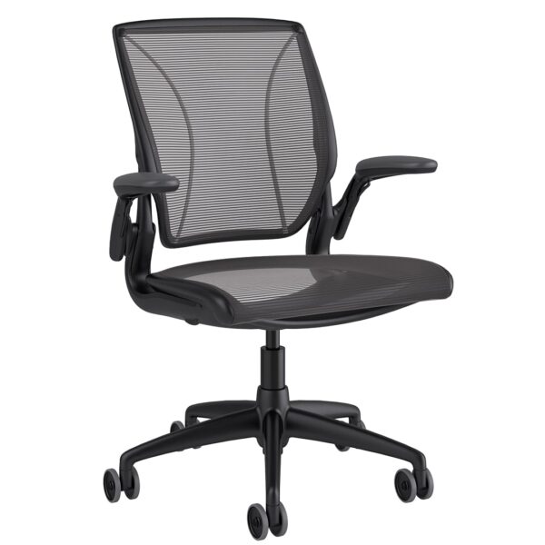 Diffrient World Chair: Black Frame, Mesh Backrest and Seating - Image 2