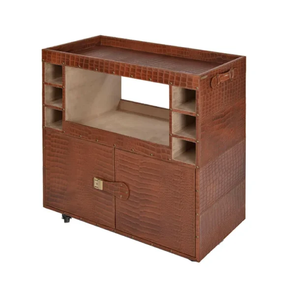 Belize Croco Leather Bar Trolley Tan - Image 2