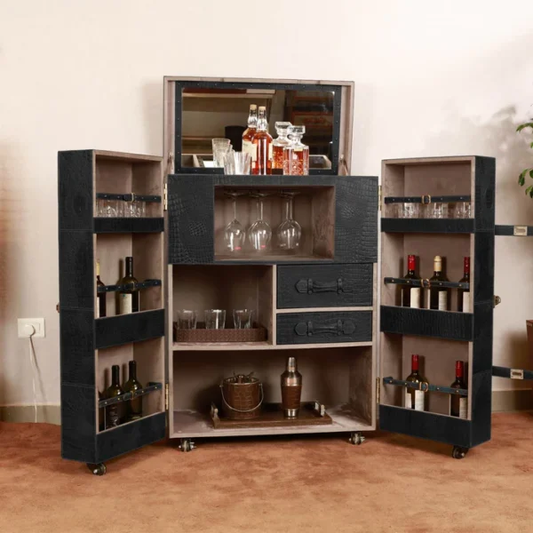 Mandalay Top Open Leather Bar Black - Image 4