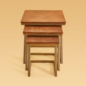 Nested Tables (Set of three)- Embossed Leather Tan