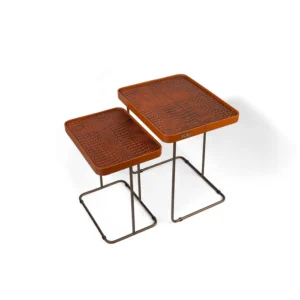 Croco Nested Table- Tan (Set Of Two)