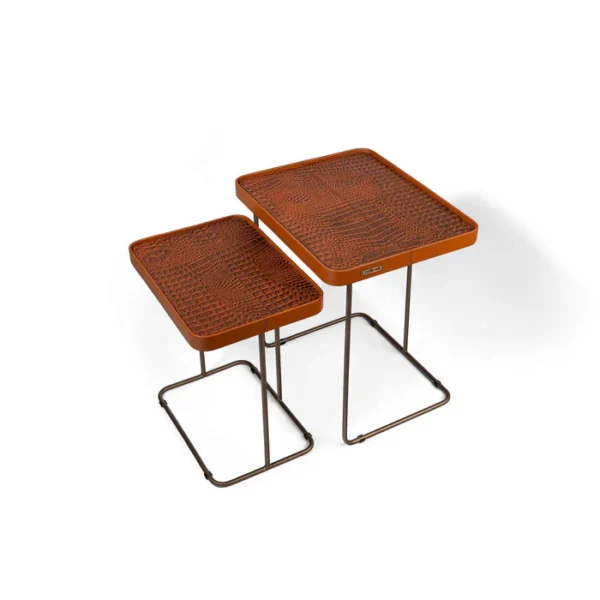 Croco Nested Table- Tan (Set Of Two)