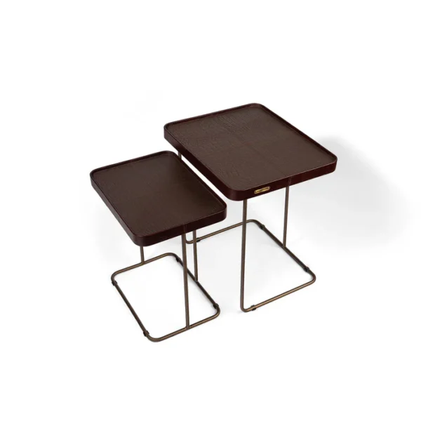 Croco Nested Table- Brown (Set Of Two)