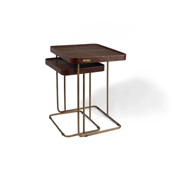 Croco Nested Table- Brown (Set Of Two) - Image 2