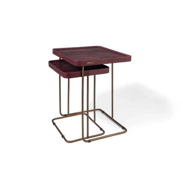 Croco Nested Table- Burgundy (Set Of Two) - Image 2