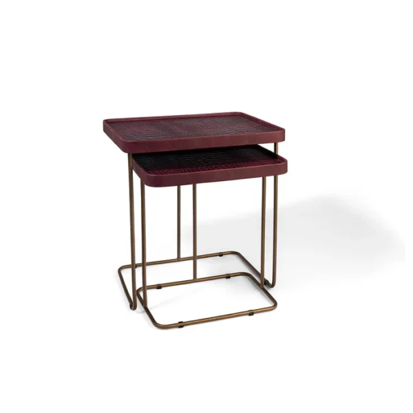 Croco Nested Table- Burgundy (Set Of Two) - Image 3