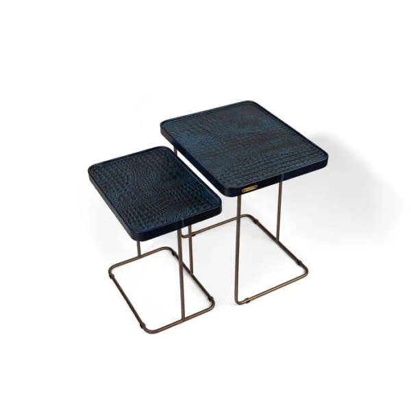 Croco Nested Table- Blue (Set Of Two) - Image 2
