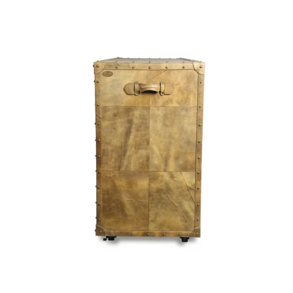 Classic Genuine Leather Tv Console In Tan Color - Image 4