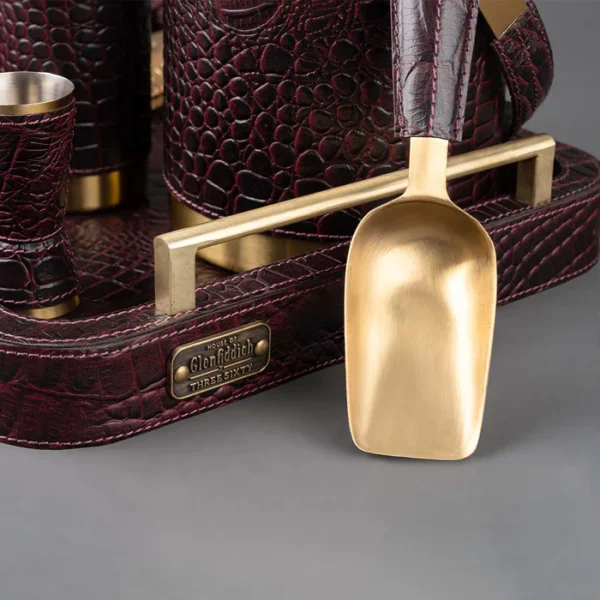 Debonair Bar Tray & Cocktail Set Metal Handle - Burgundy - Image 3
