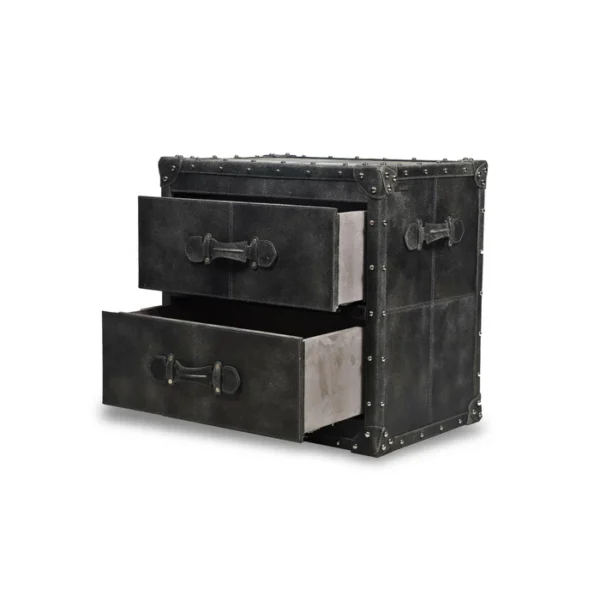 Genuine Leather Side Table In Grey Colour - Image 3