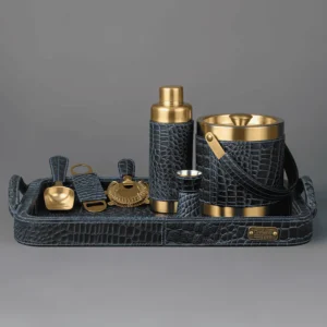 Debonair Bar Tray & Cocktail Set Blue
