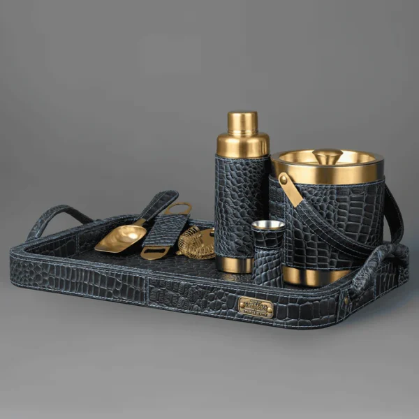 Debonair Bar Tray & Cocktail Set Blue - Image 2