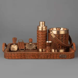 Debonair Bar Tray & Cocktail Set Tan