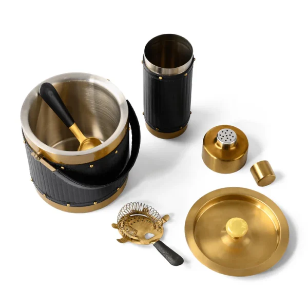 Bar Tools Set of 4 Genuine Leather Black - Image 2